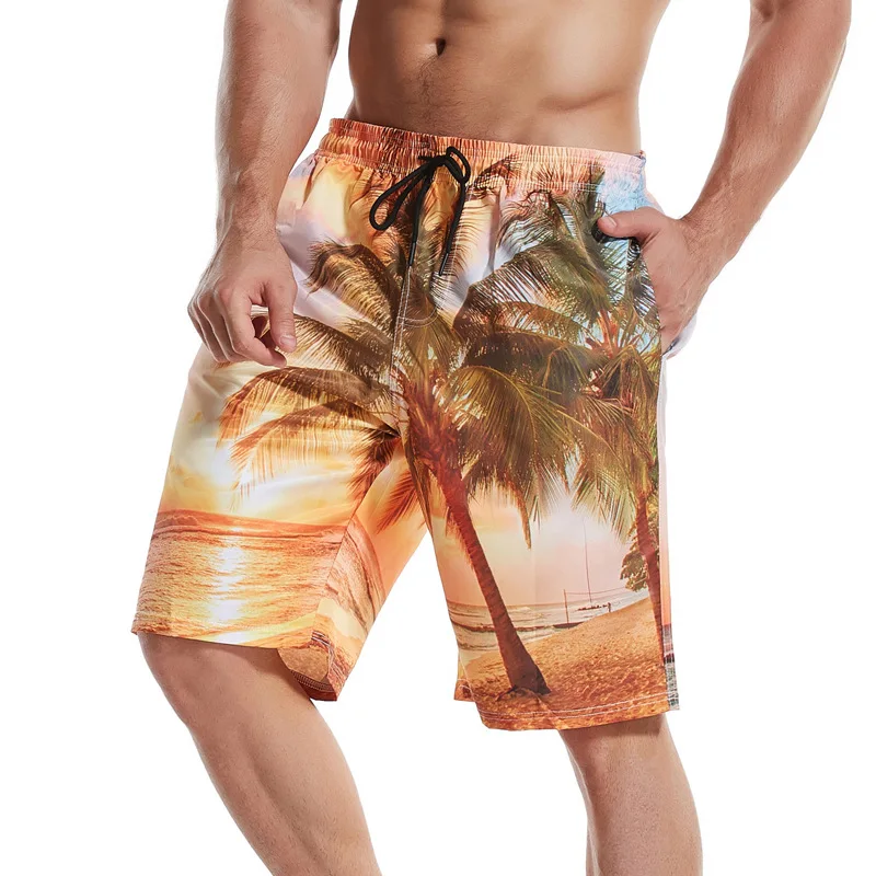 

Nice Mens Shorts Summer Mens Beach Pants Printed Seaside Sports Shorts Beach Shorts For Men, As show