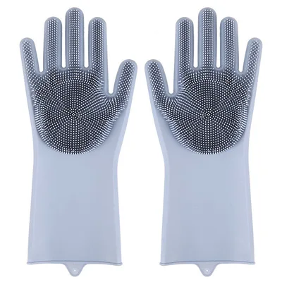 

Factory Price Magic 100% Silicone hand scrubbing gloves Dishwashing Cleaning Gloves For Kitchen, Blue