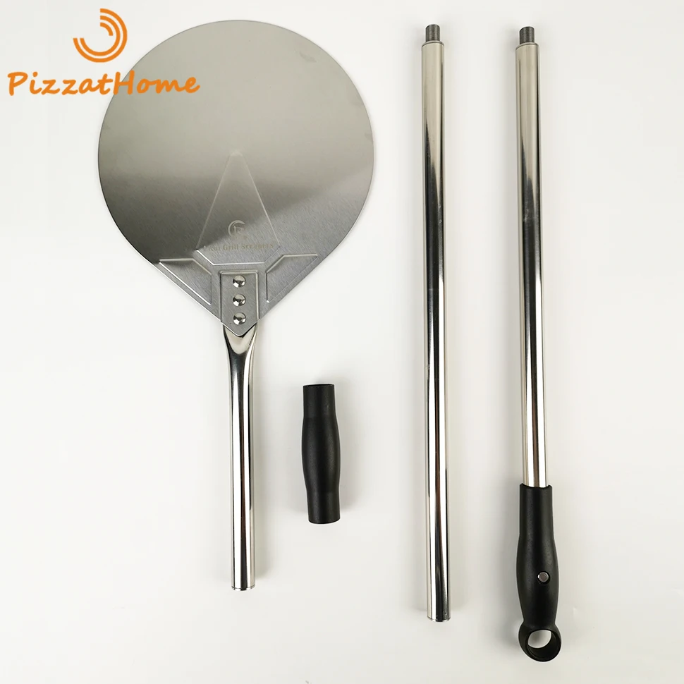 

47 Inch Removable Turning Peel Round Pizza Turning Shovel Stainless Steel Turning Pizza Peel Paddle Long Pizza Tool, Silver