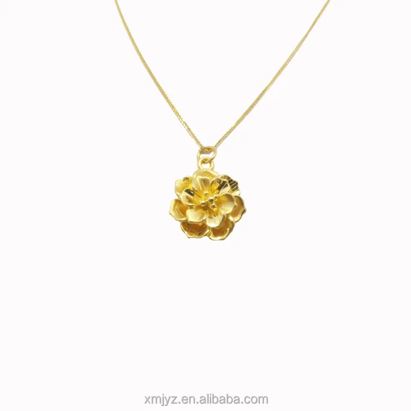 

Certified Gold Rose Flower Pendant Necklace 999 Pure Gold Rich Flower Necklace Send Mother Jewelry Gift Water Shell Jewelry