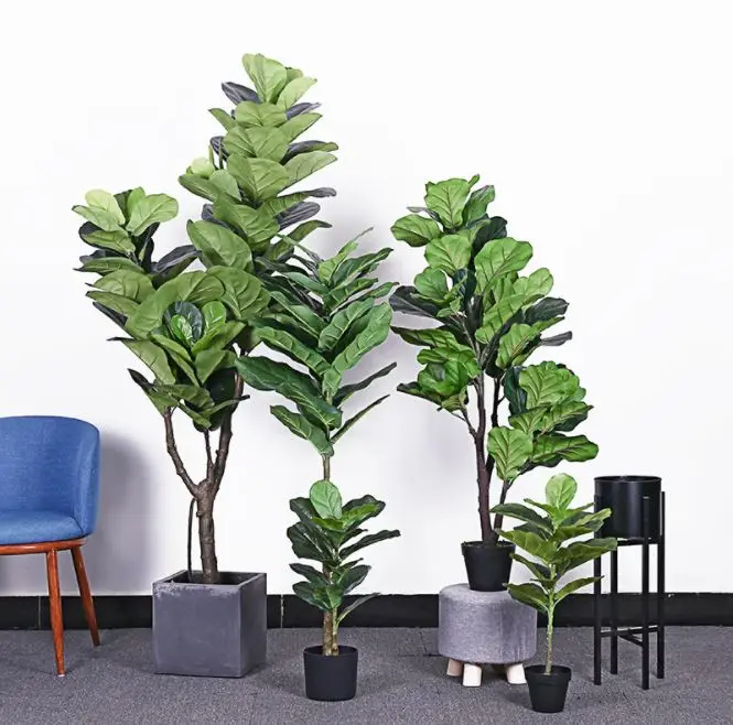 

Artificial Fiddle Leaf Fig Realistic Faked Plants Fiddle leaf tree Ficus lyrata with Pots for Home and Office Decoration, Green