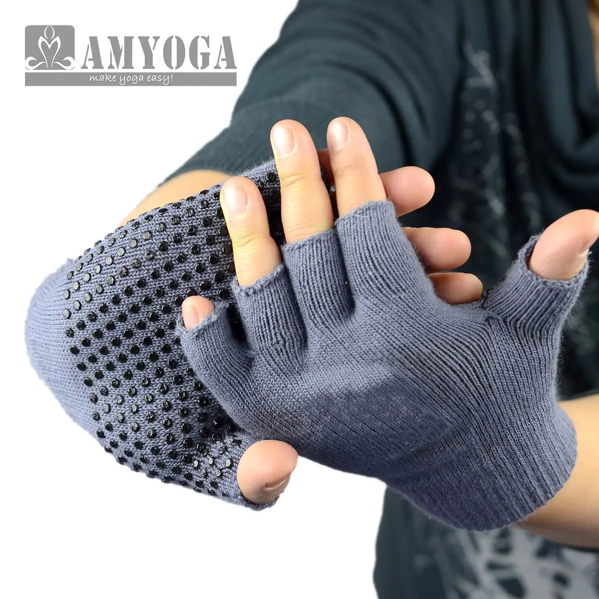 Yoga Gloves With Antisliding Grips In Cotton Spandex,The 5 Fingers