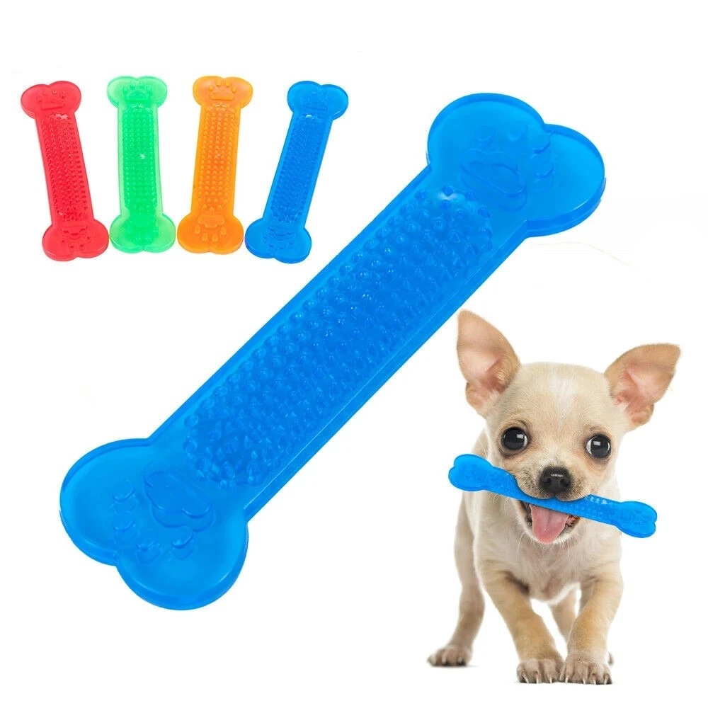 

Durable Dog Chew Toys Rubber Bone Toy Aggressive Chewers Toothbrush Pet Accessories, 4colors
