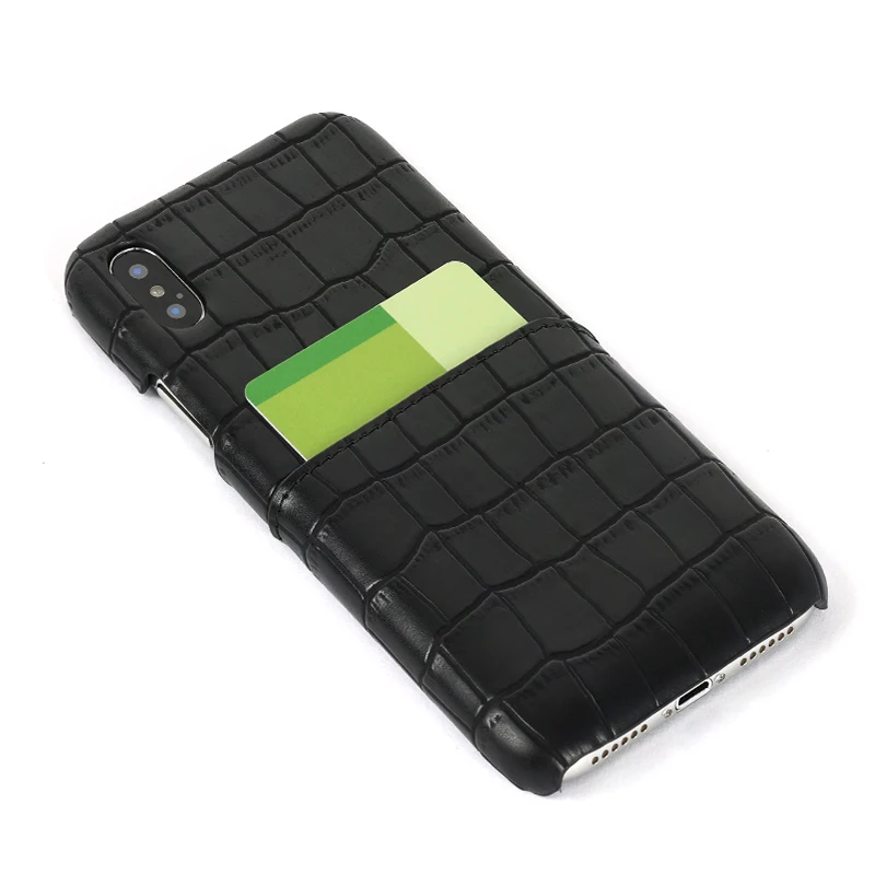 Genuine PU Embossed Croco leather mobile back cover case crocodile for iphone Custom logo phone case card slot