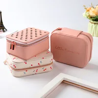 

Small size leather brush box many colors cosmetic jewelry travel case