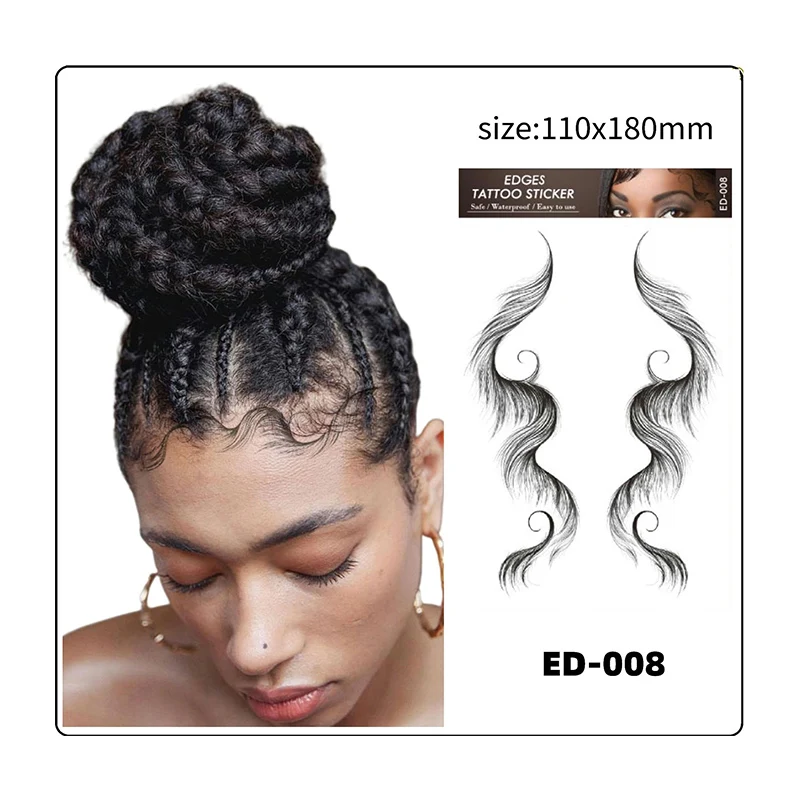 

hp301 2021 New Design Waterproof Long-lasting tattoo hair edge sticker baby hair tattoo sticker custom hair tattoo sticker