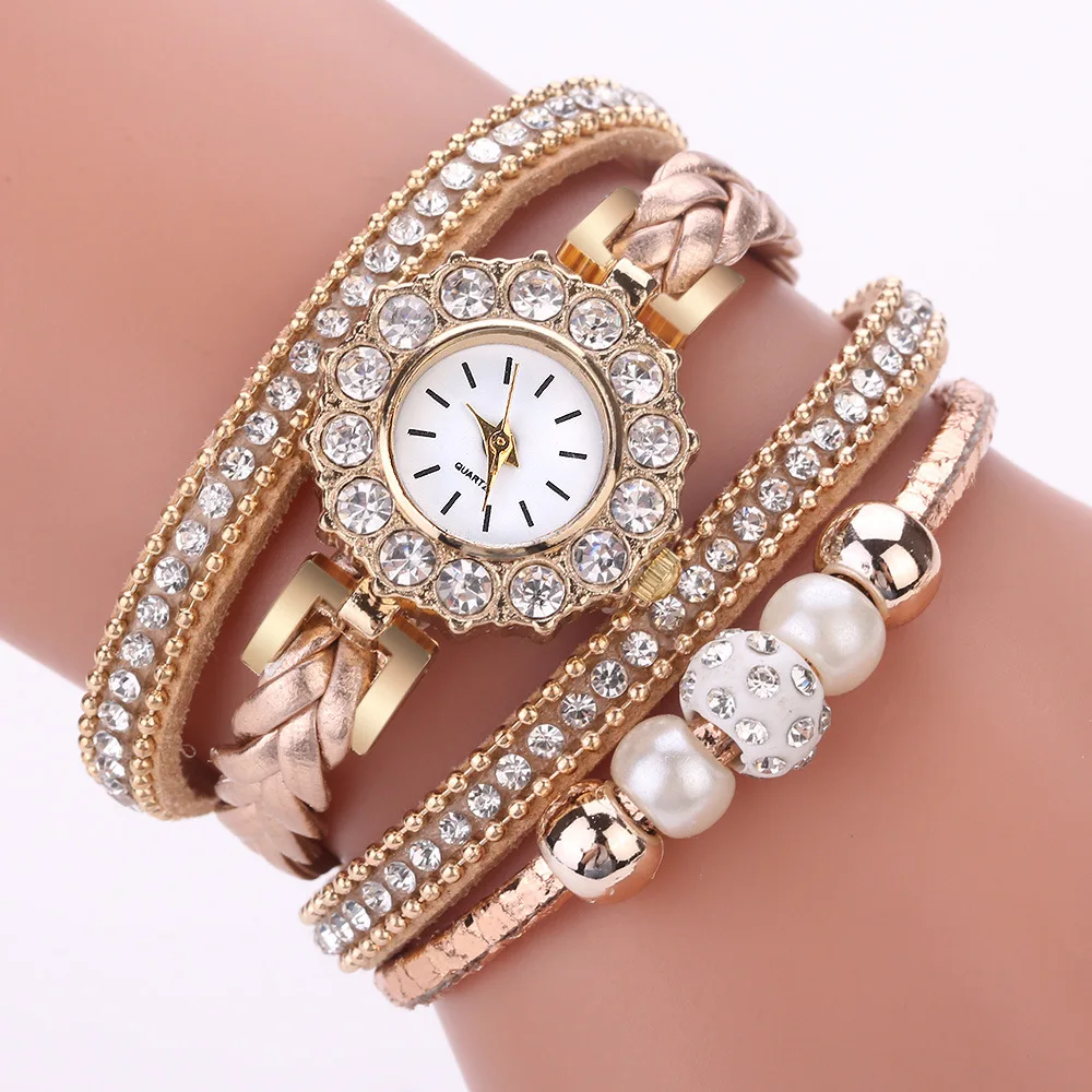 

Women Rhinestone Pearl Bracelet Watches 2019 Fashion Dress Ladies Quartz Wrist Watch (KWT2151), Same as the picture