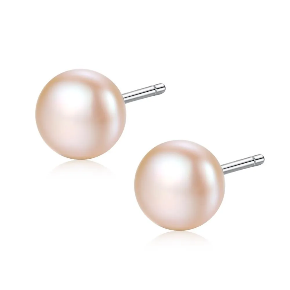 

Freshwater Pearl Stud Earrings 2020 S925 Sterling Silver Simple Natural Women Fashionable Jewelry Long Colour Keeping 3 Days, White / pink
