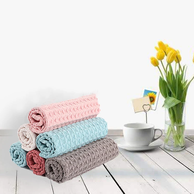 

New Fashion Home Cleaning Waffle Quick Drying Double Side Microfiber Towel Cloth, Can specify color