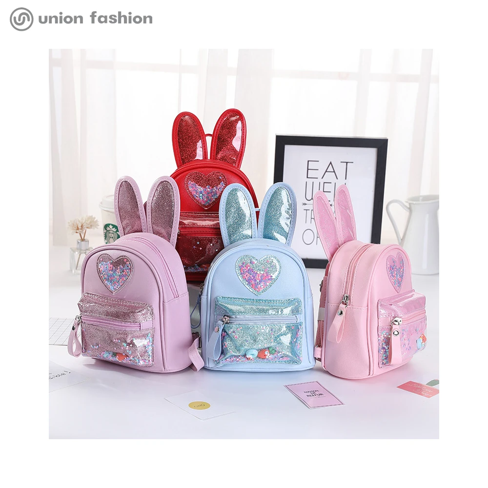

Wholesale Super Cute Rabbit Style Kid's Pink Mini Backpack School Bags For Girls, Red, purple, blue, pink