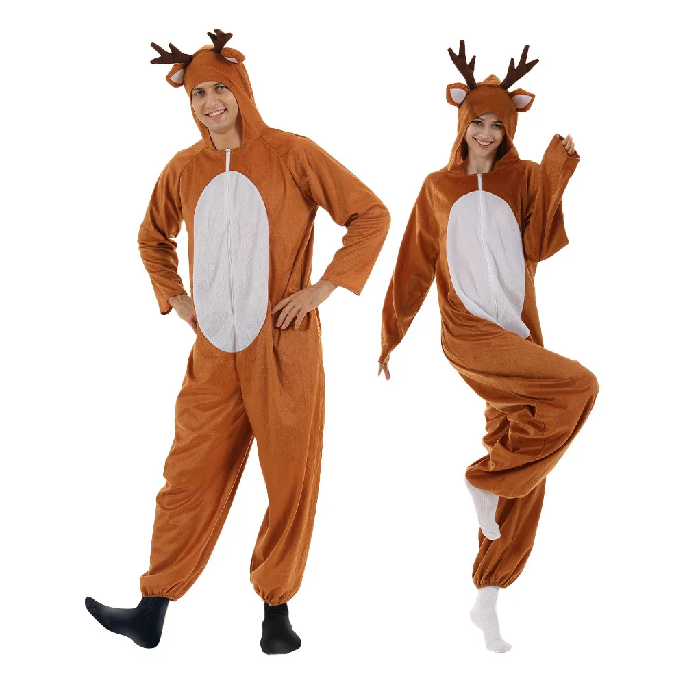 

Animal Mascot Christmas Elf Costume Velvet Reindeer Suits for adult and kids