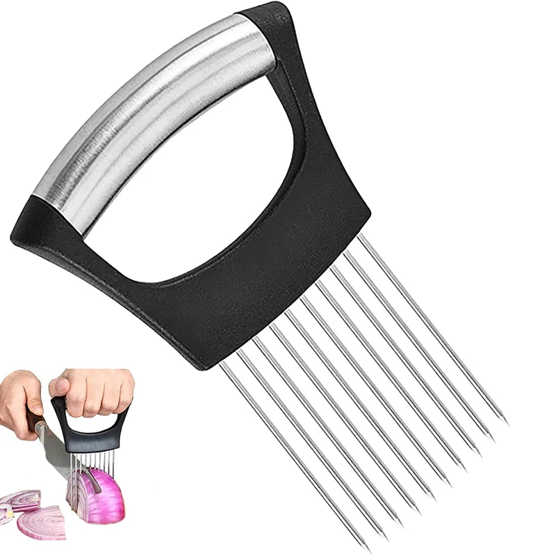 

Stainless Steel Food Slice, Assistant Onion Needle Onion Fork Vegetables Fruit Slicer Tomatos Cutter Cutting Safe Aid Holder/, Customer required