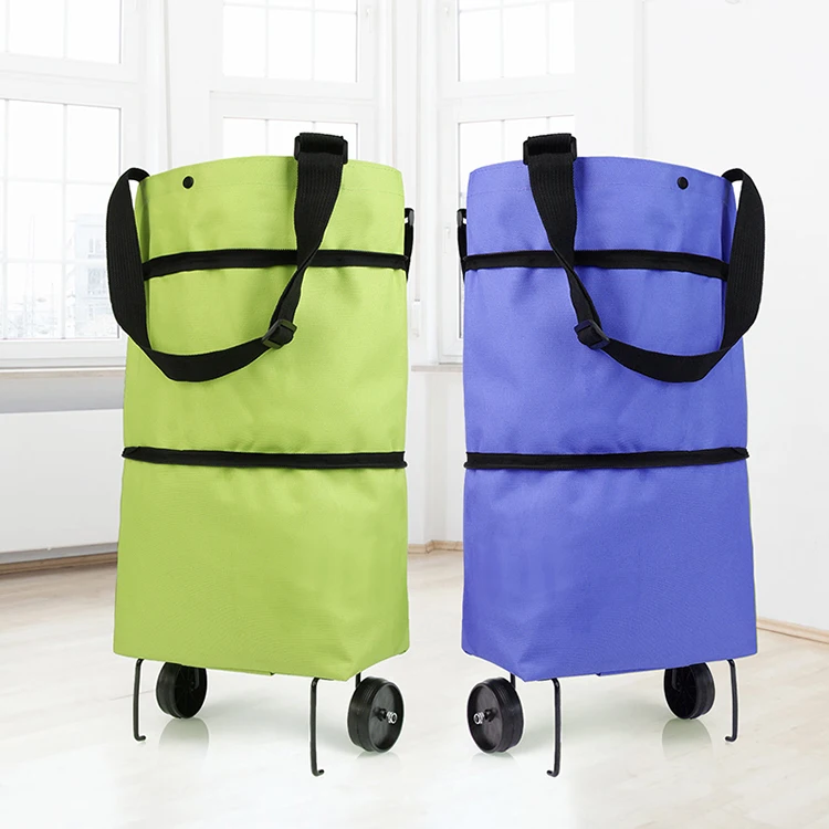

Portable multifunction oxford foldable tote shopping bag reusable grocery bags with wheels