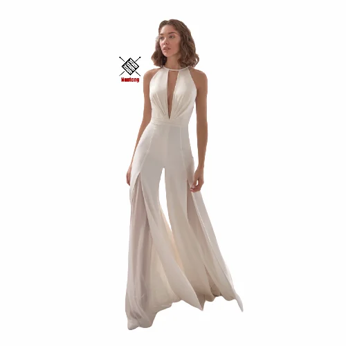 

Wholesale New Design Popular Custom Ladies Silk White Jumpsuit Women