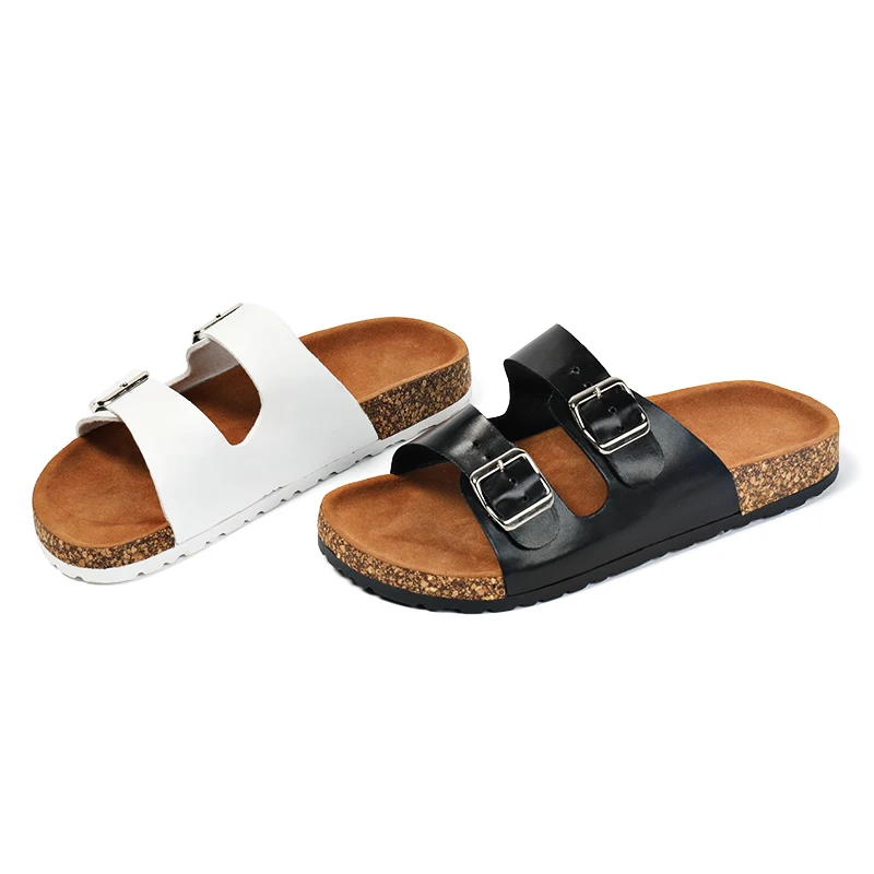 

Wholesale Custom LOGO Slides Slippers Adjustable Two Straps Flat Summer Sandals Cork Sole Women's Sandals, Customized color