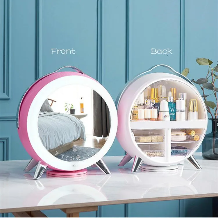 

360 Rotating Makeup Organizer Storage Boxes Make Up Organizer, White or pink