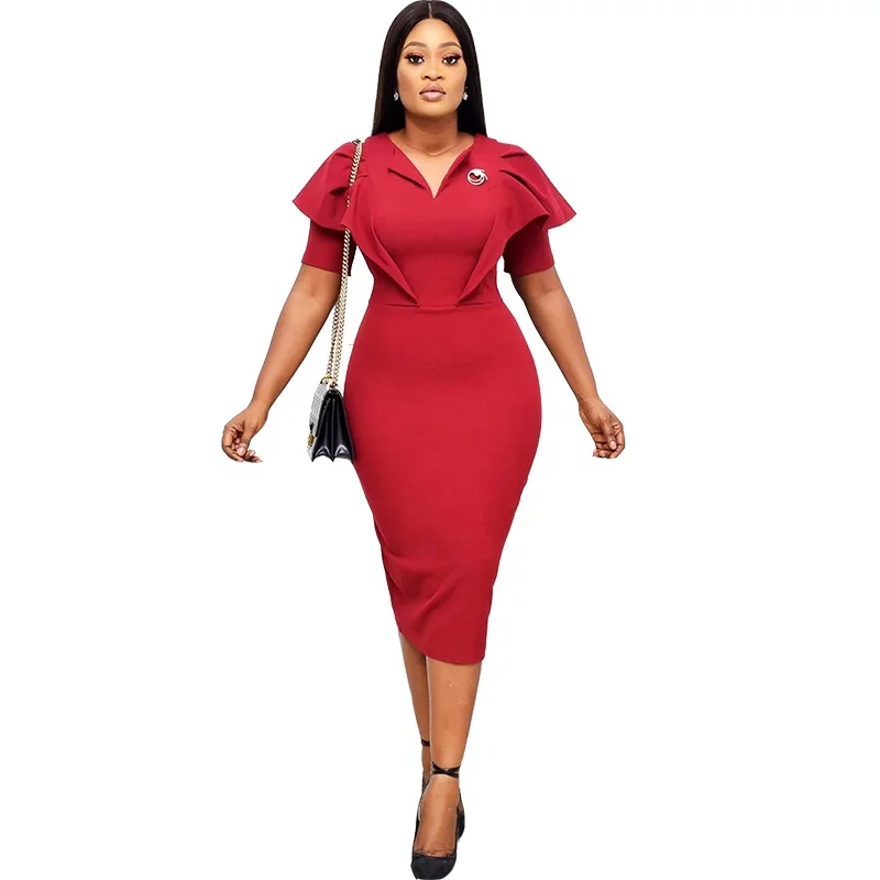 

2021 Summer Trendy New Arrivals Women Daily Wear Casual for office Sexy shoulder sleeve Long Dress