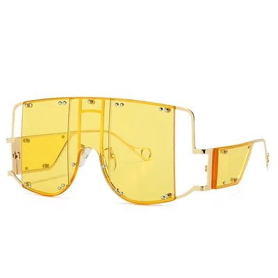 

2021 Hot Sell Punk Sun Glasses Personality Square Women Sunglasses Red Brown Tinted Color Lens UV400 Retro Ladies Sunglasses