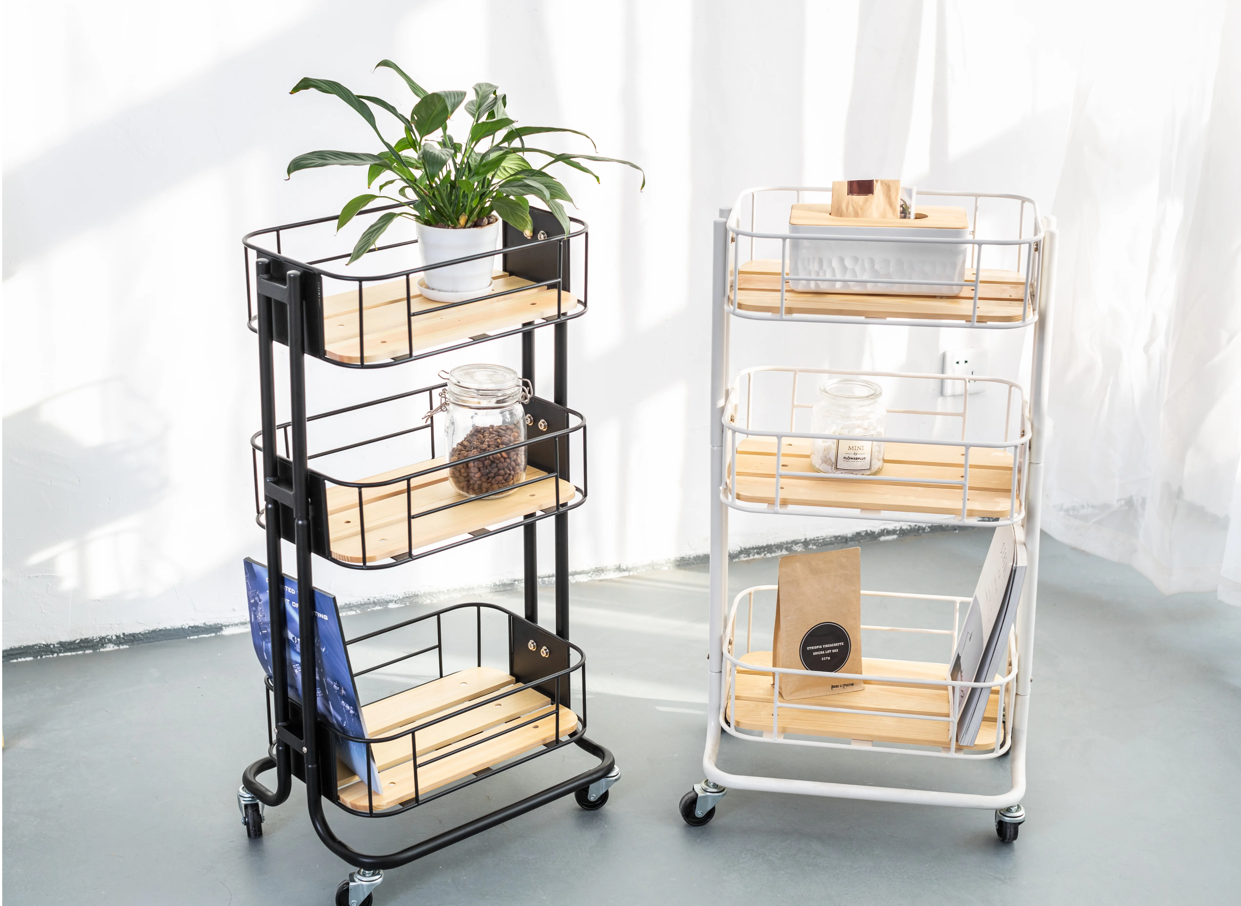 
3-Tier Hige Quality Hot Sale Modern Metal Storage Rack Kitchen Serving Trolley Cart Kitchen Furniture 