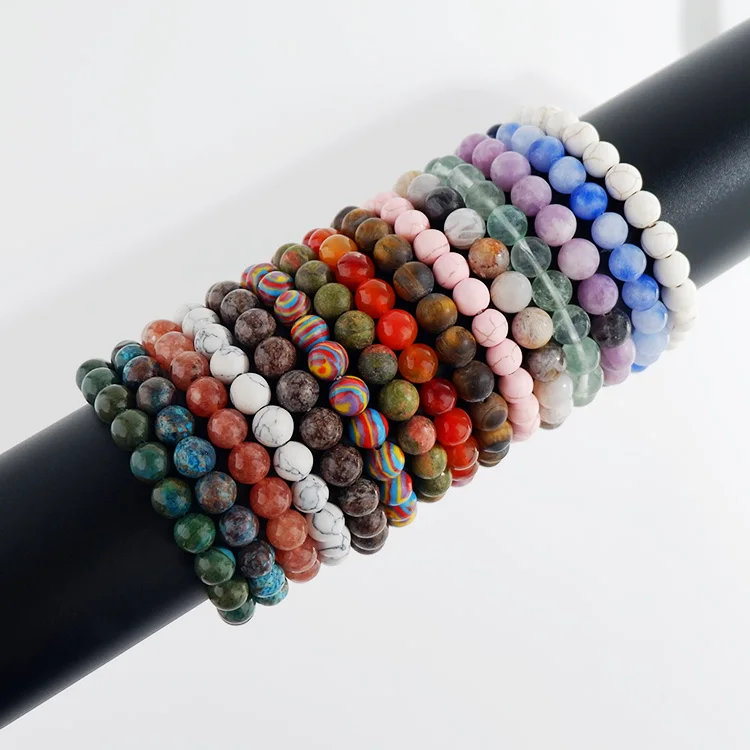 

New arrivals 8mm handmade colorful beaded natural stone crystal agate bracelets, Picture shows