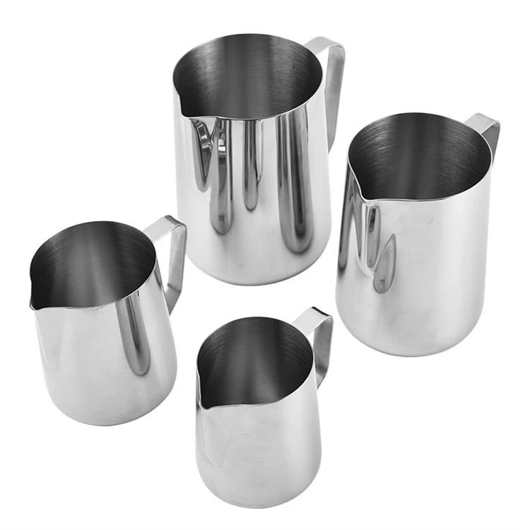 

350ml 600ml 900ml Milk Frothing Cup Stainless Steel Frothing Cup Latte Coffee Jug Sharp Spout Milk Pitcher, Silver