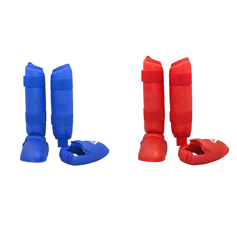 

Adult Children Leg Protector Karate Uniform Taekwondo Gloves Arm Warmer Foot Guard Shin Leather Belt Boxing Martial Arts Gear, Blue, red