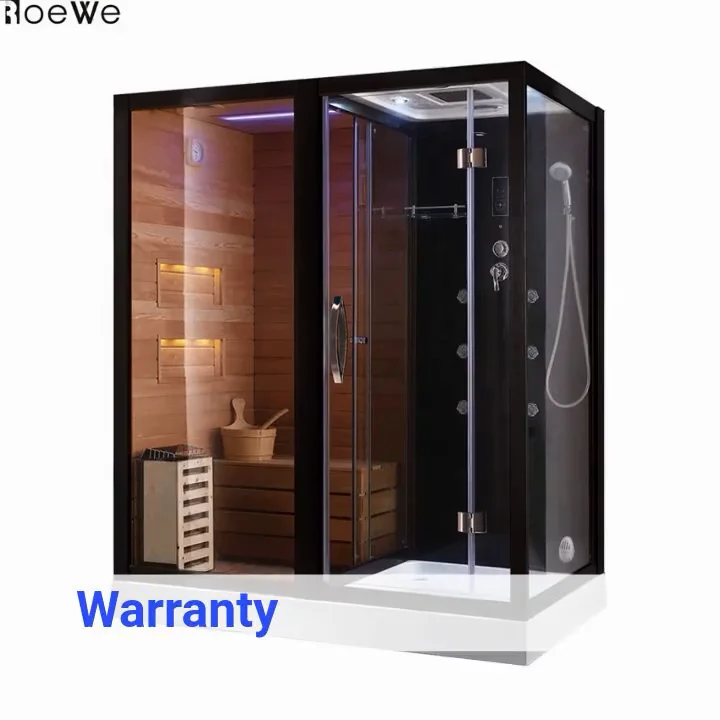 Cedar Wood Dry Sauna Cabin Wet Steam Shower Rooms Combination,Indoor