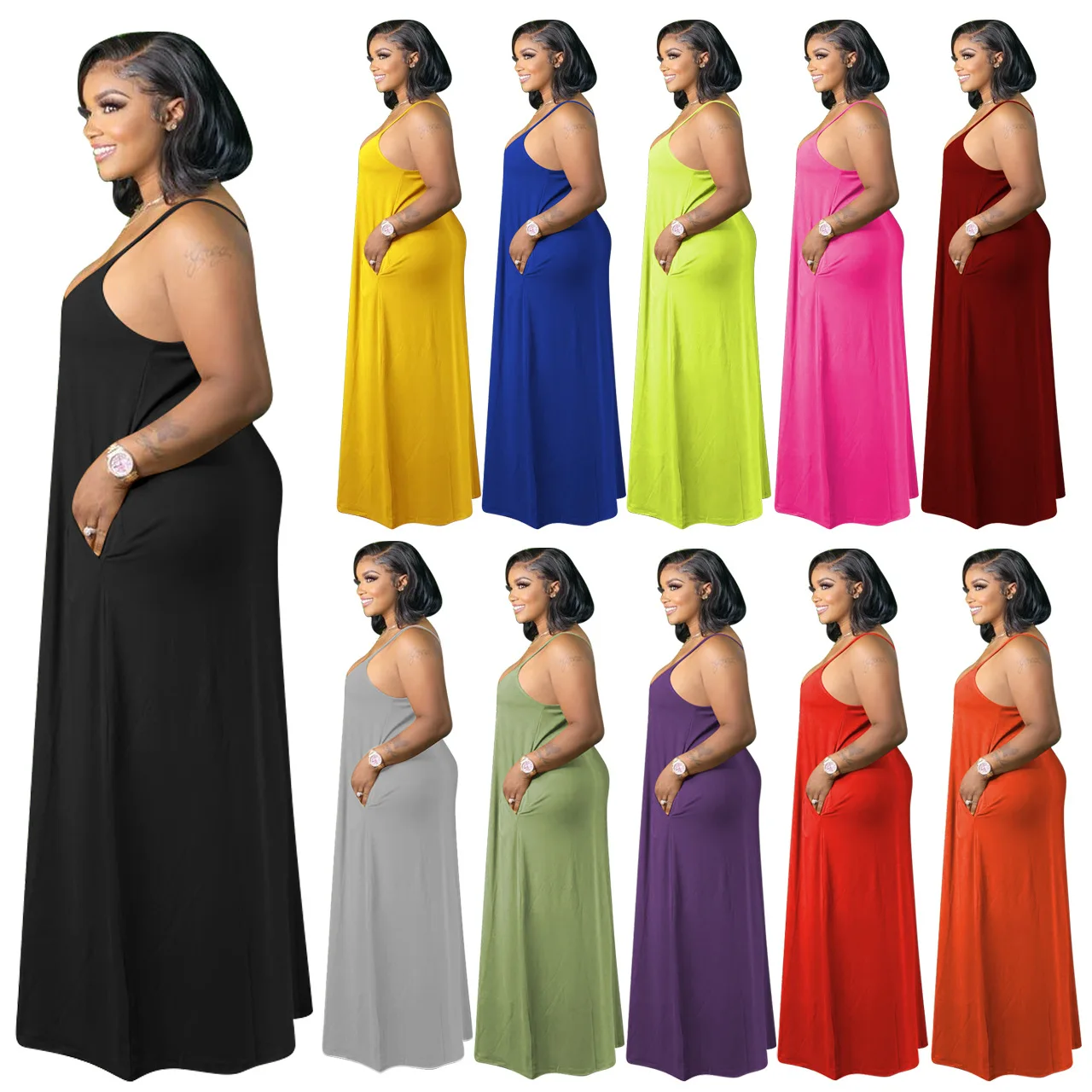 

YD42333 New design Sleeveless Women Plus Size Maxi Dress with great price