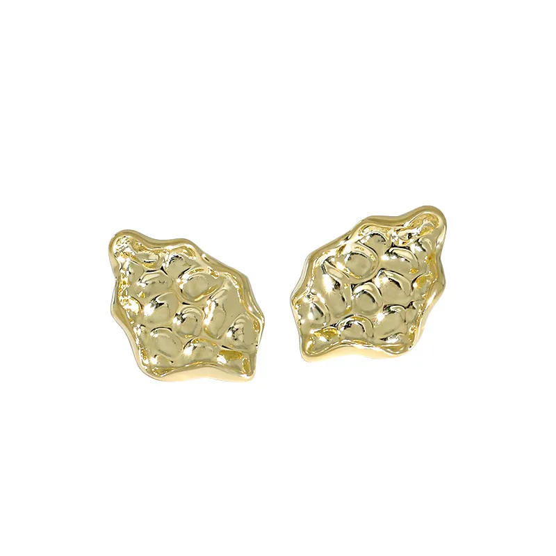 

VIANRLA 925 sterling silver 18k gold plated stud hammered design earrings jewelry