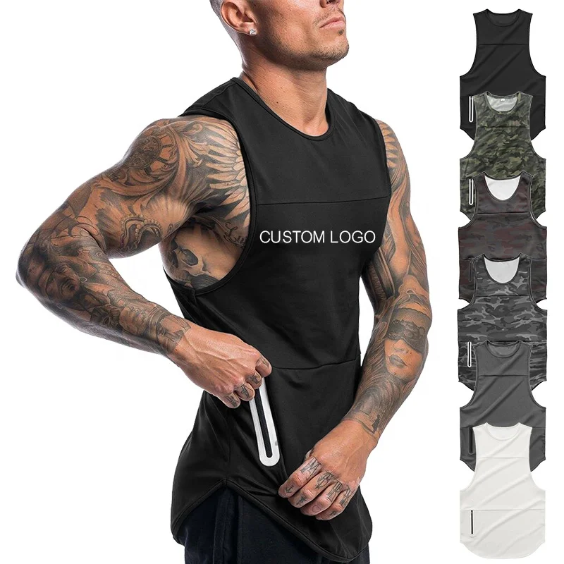

New Arrival Men Polyester Tank Top Active Wear Ribbed Tank Top Mens With Round Hem