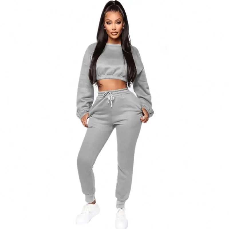 

2020 Autumn and Winter Hot style plus velvet sweater women clothing two piece casual fashion women pant sets, As pictures