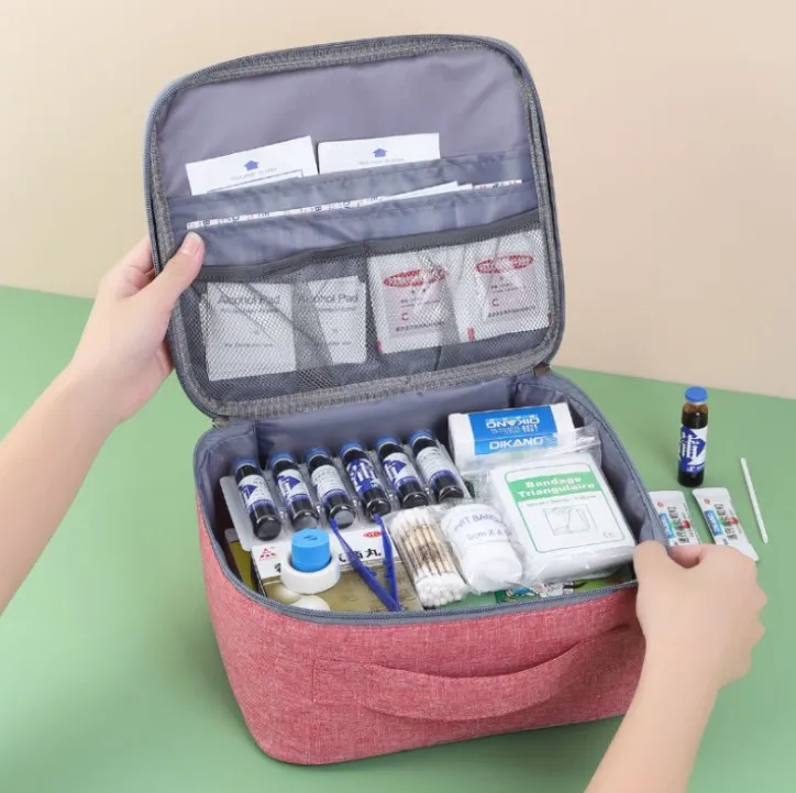 

factory sales stock or customized logo waterproof nylon medical bag home travel first aid kit