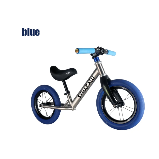 

New Style 2965g Titanium balance bike kids Carbon fiber front fork, Titanium primary color, rainbow