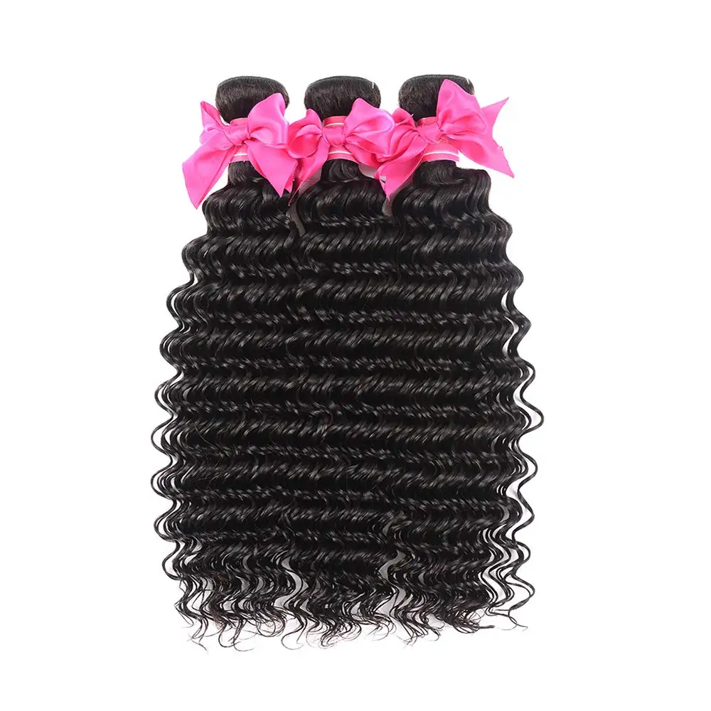 Natural Color Deep Wave 100% Unprocessed Virgin Brazilian Hair Spanish Curly Human Hair Extensions