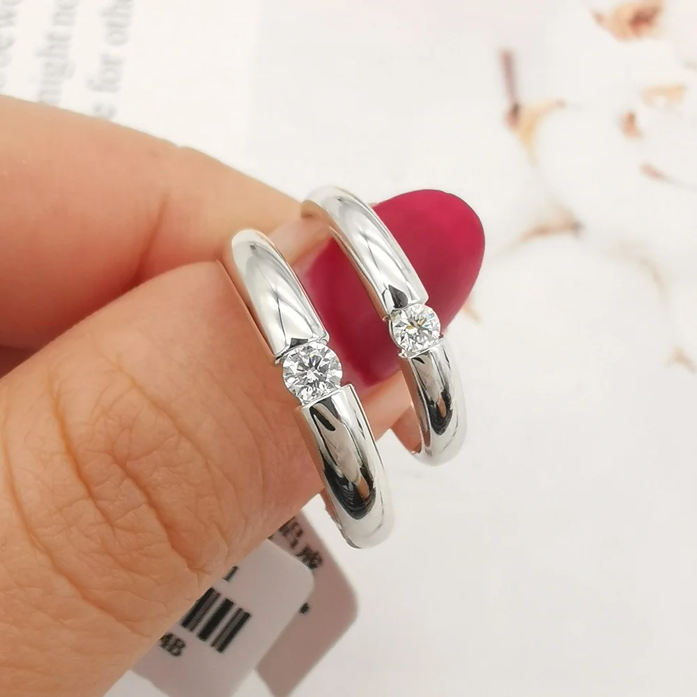 

Wedding Engagement Ring Set Couple Eternity Forever Love Finger Ring Fine Jewelry Natural Diamond White Gold 18K Real Gold Ring