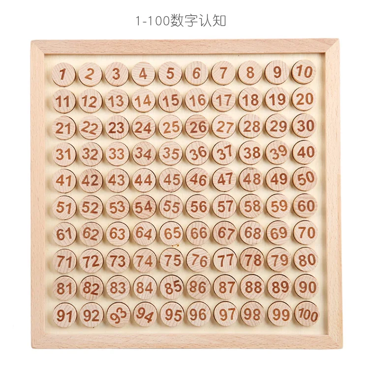 Wooden Sudoku + subtractive operation toy, Wooden 1-100 digital learning board Mathematics enlighten toy