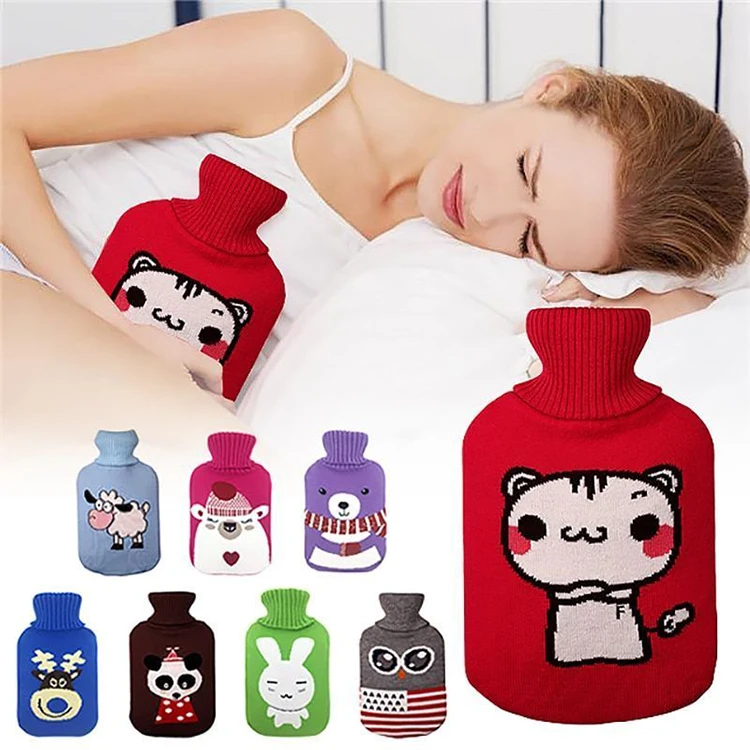 animal-knitted-fomentation-bag-silicone-rubber-hot-water-bottle-cover