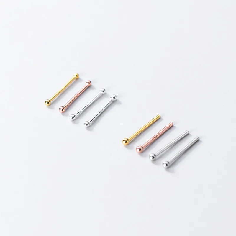 

High Quality 999 Sterling Silver Ears Stick Simple Ear Pin Jewelry Accessories, Silver/ gold/ rose gold
