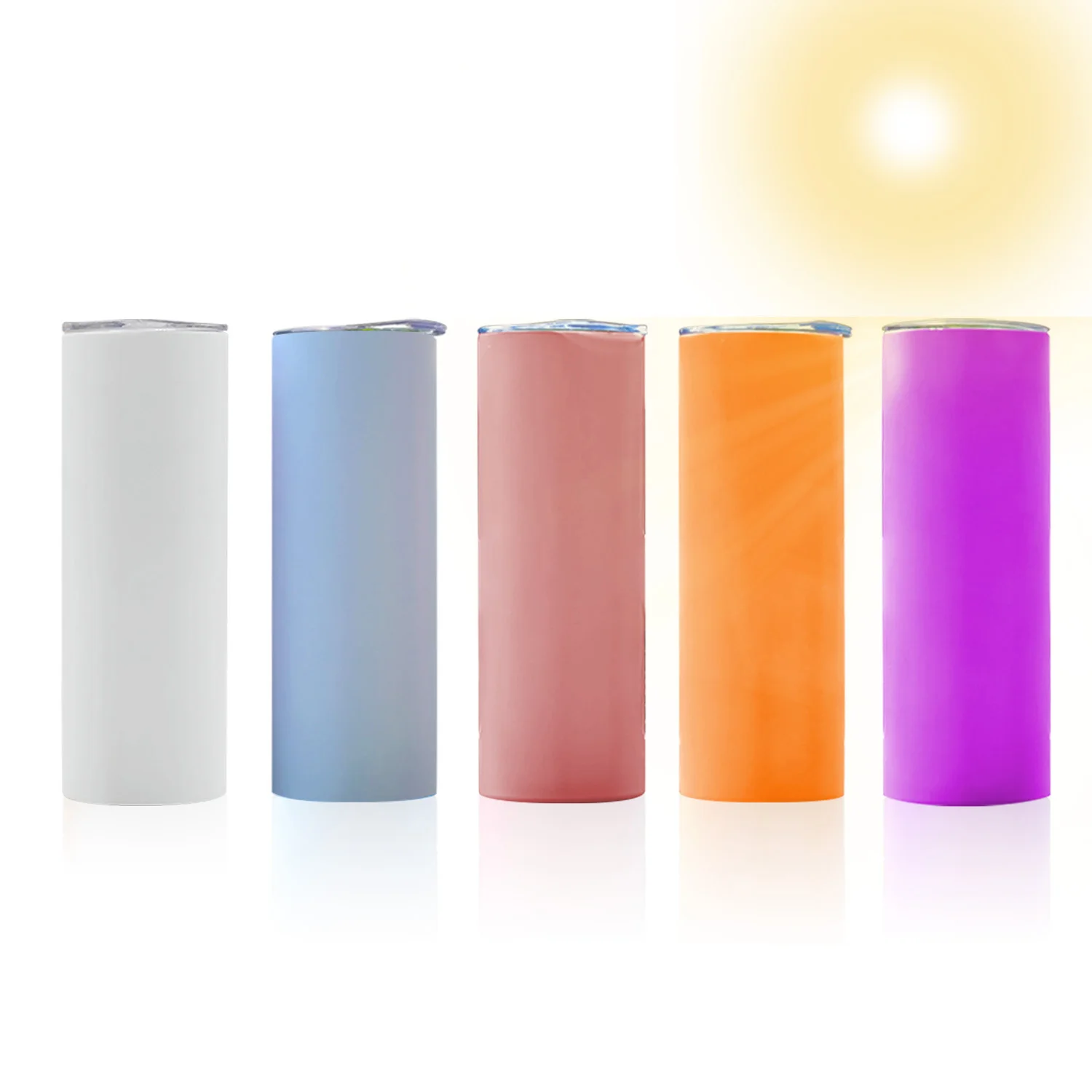 

USA warehouse mixed color double wall stainless steel travel mug 20oz glow orange pink blue purple uv sublimation tumbler, Customized colors acceptable