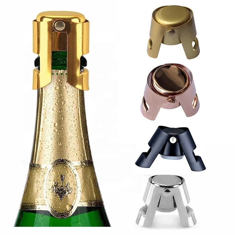

Luxury custom stainless steel black wine bottle champagne stopper gold,Bottle Sealer for Cava Prosecco Sparkling, Ss