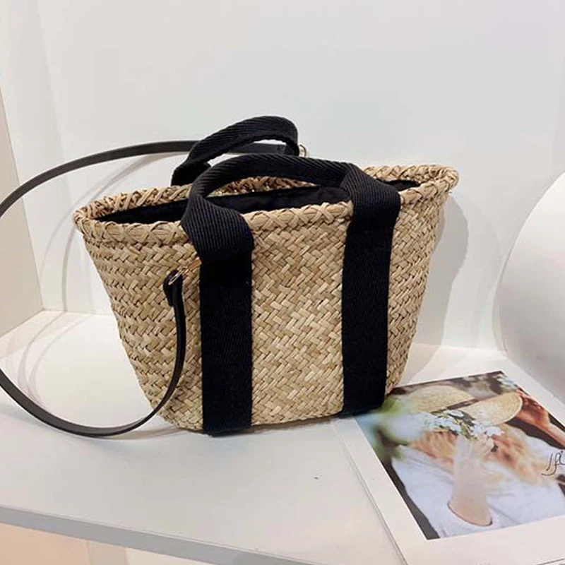 

Summer New Grass Woven Handmade Beach Bag Straw Woven Bag Purses and Handbags Luxury Designer for Woman Shoulder Bags