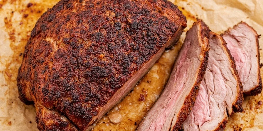 Serving oven baked beef brisket on a plate