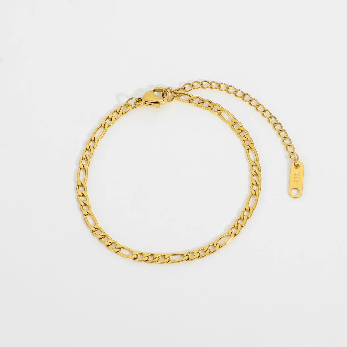 

Minimal classic gold figaro Chain bracelet dainty every-day jewelry Gold Plated Stainless Steel Thin stacking chain bracelet