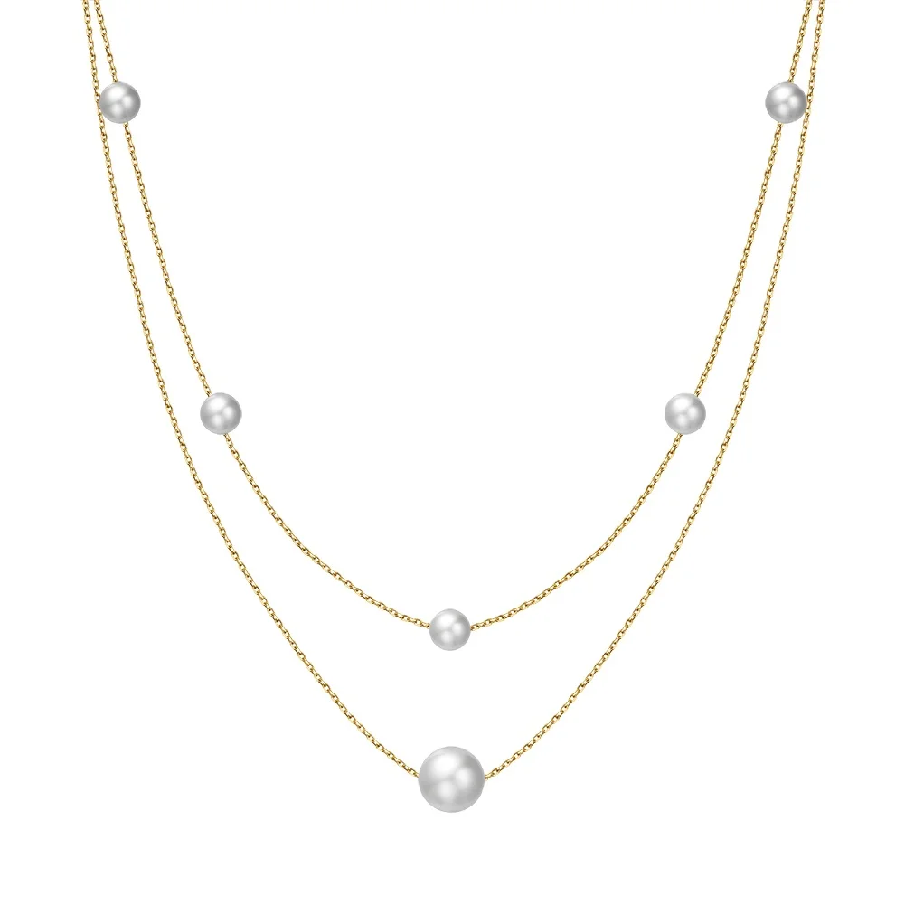 GPN31 RINNTIN Gold Layered Cultured Freshwater Pearl Necklaces for Women 925 Sterling Silver Fine Jewelry Necklaces