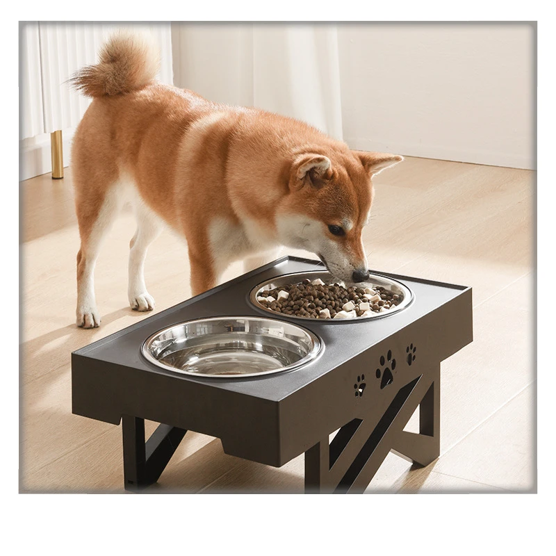 

Dogs Double Bowls with Stand Adjustable Height Pet Feeding Dish Bowl Medium Big Dog Elevated Food Water Feeders Cat Lift Table