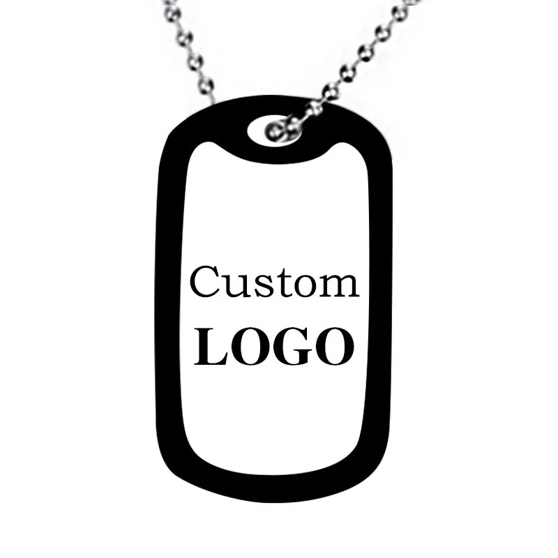 

Diy QR code army card pendant soldier collar hombre jewelry stainless steel custom logo name chain men necklace