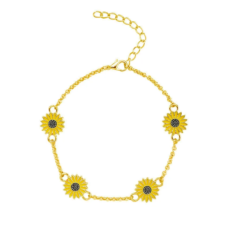 

European and American Simple and Creative Daisy Foot Ornaments Ladies Gift Accessories New Alloy Sunflower Anklets for Women