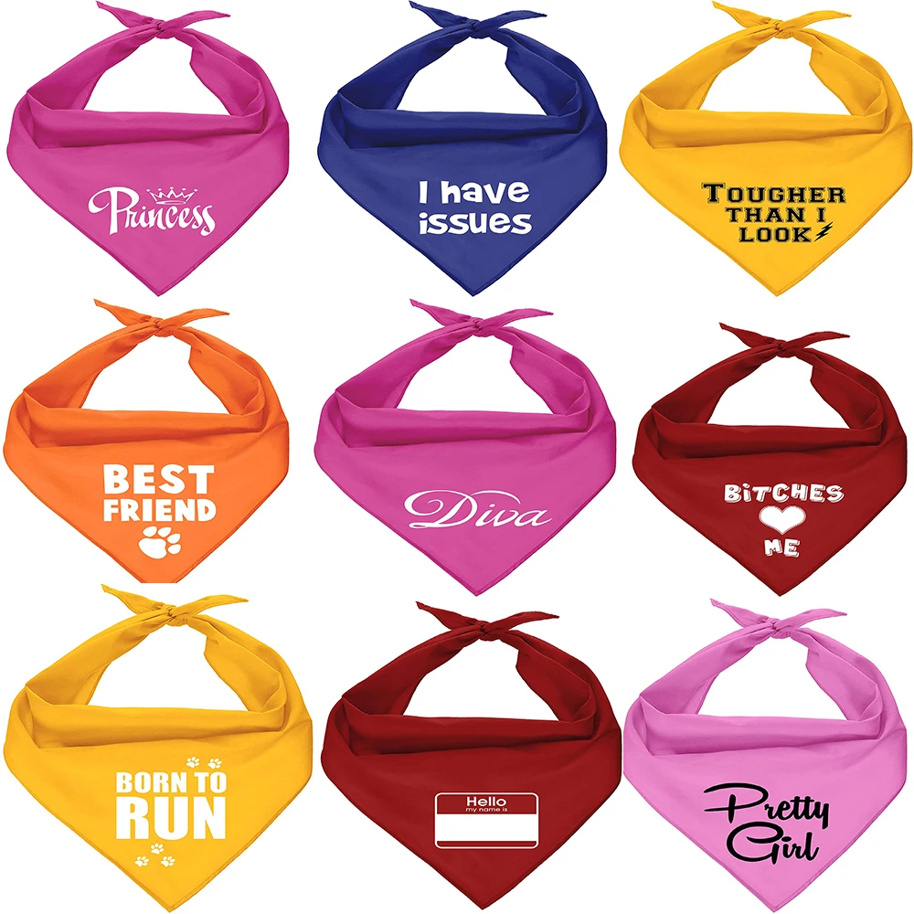 

Low MOQ custom design logo pet dog bandana, Customized color