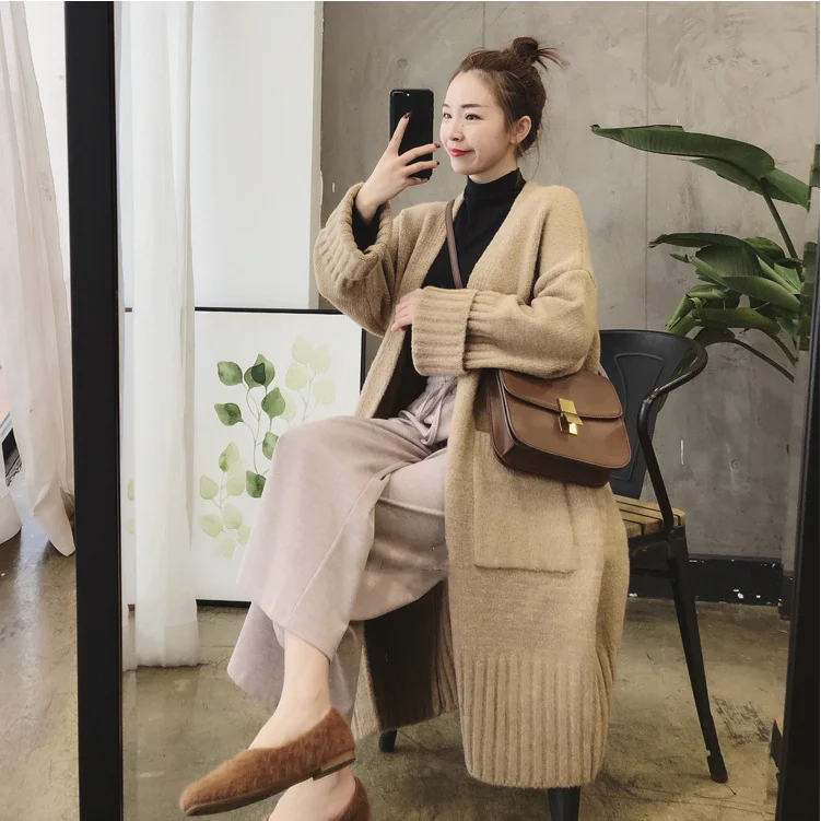 

Wholesale lady plus size long sweater cardigan knit sweater for women