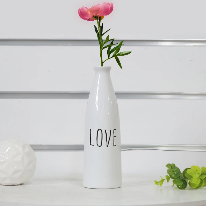 

Home Decoration Ornament Decor Love White Ceramic Vase for Center Table, Customized color
